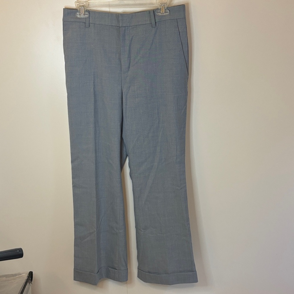 Ralph Lauren Light Blue Wool Women's Cuffed Flat Front Trousers